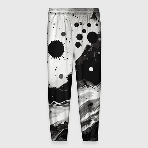 Мужские брюки Чёрно-белая абстракция - кляксы / 3D-принт – фото 2