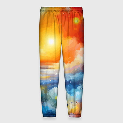 Мужские брюки Закат солнца - разноцветные облака / 3D-принт – фото 2