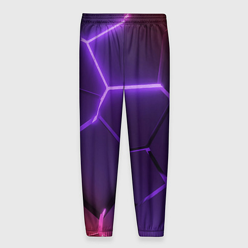 Мужские брюки Красно-фиолетовые неоновые плиты в разломе / 3D-принт – фото 2
