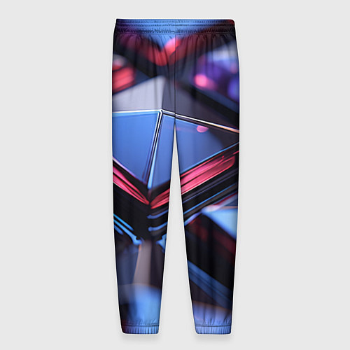 Мужские брюки Абстрактные фиолетовые плиты со свечением / 3D-принт – фото 2