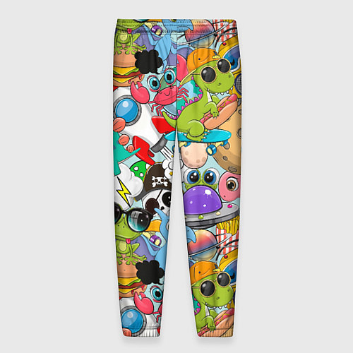 Мужские брюки Разноцветные мультяшные персонажи / 3D-принт – фото 2