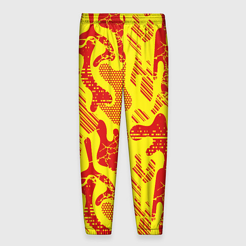 Мужские брюки Абстракция красный рисунок на желтом фоне / 3D-принт – фото 2