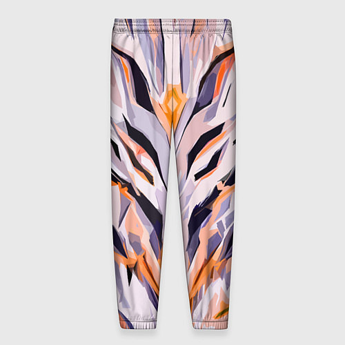 Мужские брюки Чёрно-бело-оранжевая абстракция / 3D-принт – фото 2