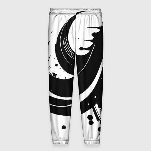 Мужские брюки Чёрно-белая экспрессивная абстракция / 3D-принт – фото 2
