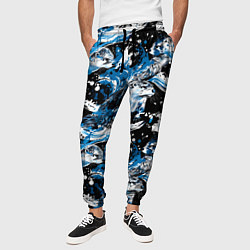 Брюки на резинке мужские Выдры в речке на волнах - паттерн, цвет: 3D-принт — фото 2