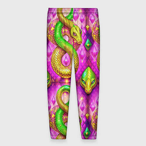 Мужские брюки Желто-зеленые змеи паттерн / 3D-принт – фото 2
