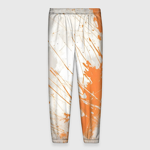 Мужские брюки Оранжевая краска на белом / 3D-принт – фото 2