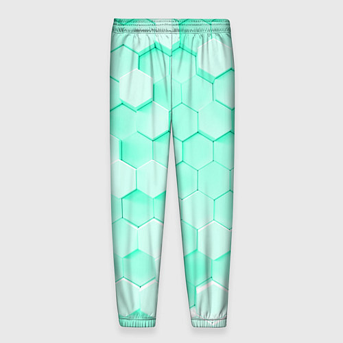 Мужские брюки Ярко бирюзовые соты / 3D-принт – фото 2