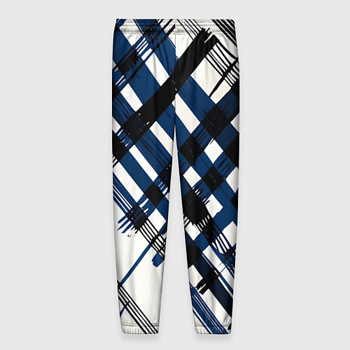 Мужские брюки Косая клетка бело-синяя / 3D-принт – фото 2
