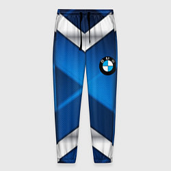 Брюки на резинке мужские BMW metalic blue abstract, цвет: 3D-принт