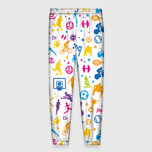 Мужские брюки Все виды спорта на белом фоне / 3D-принт – фото 2