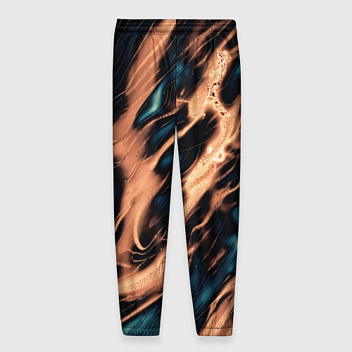 Мужские брюки Абстракция тёмный бирюзово-медный / 3D-принт – фото 2