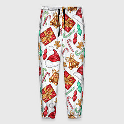 Брюки на резинке мужские Новогодний паттерн 2025, цвет: 3D-принт