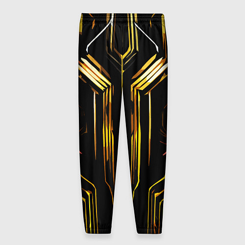 Мужские брюки Золотые полосы на чёрном фоне / 3D-принт – фото 2