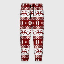 Брюки на резинке мужские Скандинавский узор с оленями, цвет: 3D-принт
