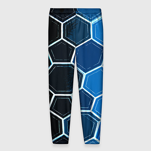 Мужские брюки Белые шестиугольники на чёрно-синем фоне / 3D-принт – фото 2