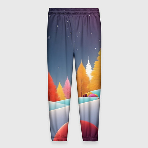 Мужские брюки Яркие новогодние елки / 3D-принт – фото 2