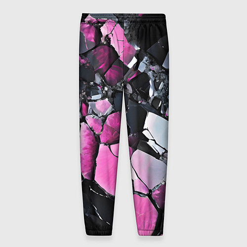 Мужские брюки Чёрно-розовый камень / 3D-принт – фото 2