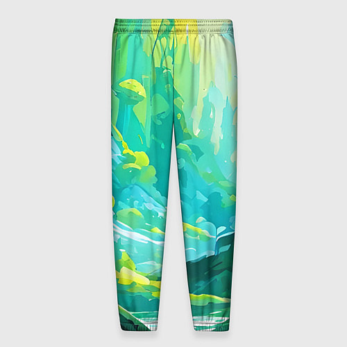 Мужские брюки Зелёная кислотная абстракция / 3D-принт – фото 2