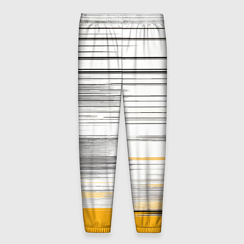 Мужские брюки Чёрные вертикальные полосы на жёлто-белом фоне / 3D-принт – фото 2