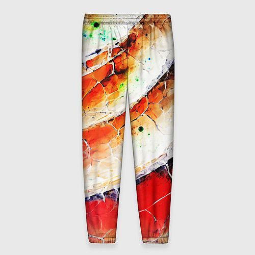 Мужские брюки Красно-белая волнистая абстракция / 3D-принт – фото 2