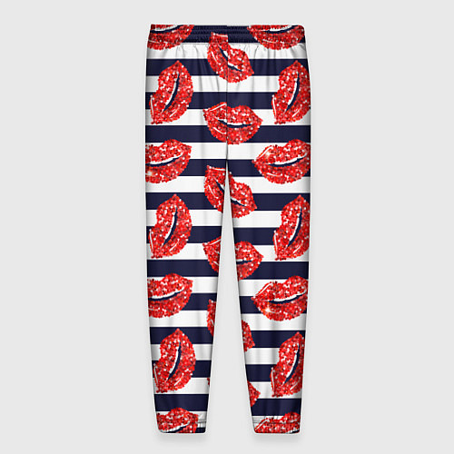 Мужские брюки Женские губы с красной блестящей помадой на полоса / 3D-принт – фото 2