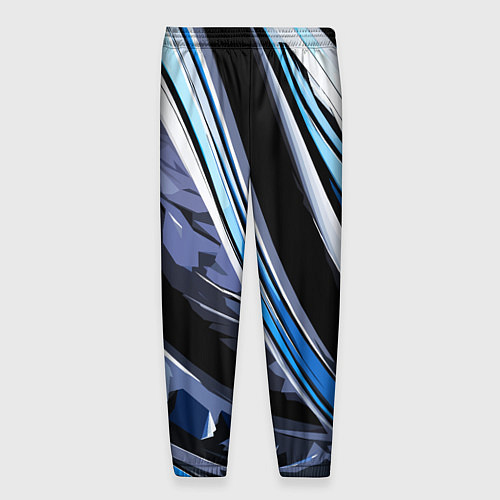 Мужские брюки Волнистая чёрно-синяя абстракция / 3D-принт – фото 2