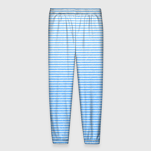 Мужские брюки Белый с голубым текстурный в полоску / 3D-принт – фото 2