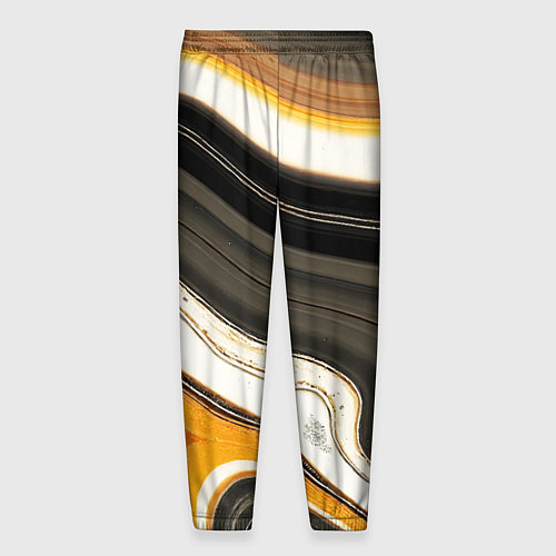 Мужские брюки Волнистые чёрно-жёлтые полосы на белом фоне / 3D-принт – фото 2