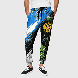 Брюки на резинке мужские Герб России на камуфляже, цвет: 3D-принт — фото 2