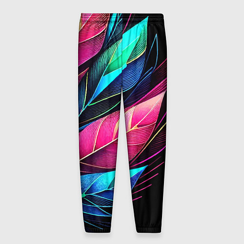 Мужские брюки Букет из цветных перьев - неон / 3D-принт – фото 2