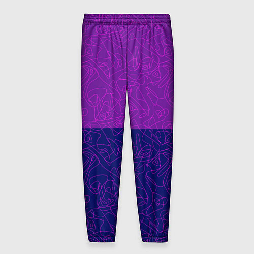 Мужские брюки Фиолетовый синий узор с абстрактными линиями / 3D-принт – фото 2