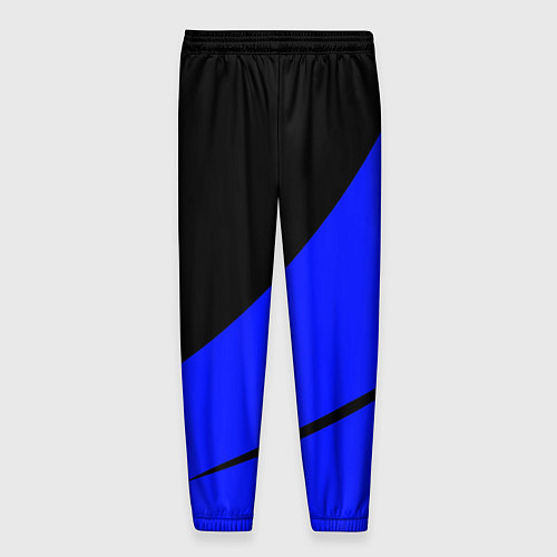 Мужские брюки Чёрный с синим двуцветный с полосой / 3D-принт – фото 2