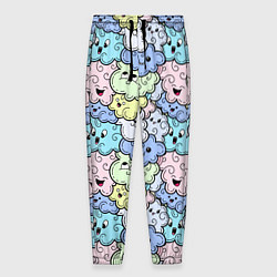 Брюки на резинке мужские Милые облачка мультяшные, цвет: 3D-принт