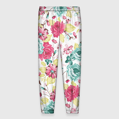 Мужские брюки Розы красные и бирюзовые / 3D-принт – фото 2