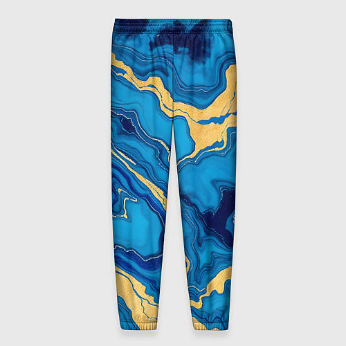 Мужские брюки Синий мрамор с золотом / 3D-принт – фото 2