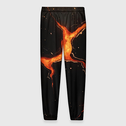 Мужские брюки Оранжевый разлом на черной текстуре / 3D-принт – фото 2