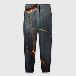 Брюки на резинке мужские Серая текстура с золотым изломом, цвет: 3D-принт
