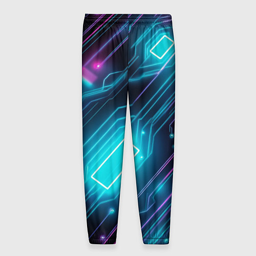 Мужские брюки Неоновый узор киберпанк микросхемы / 3D-принт – фото 2