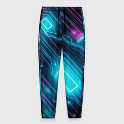 Мужские брюки Неоновый узор киберпанк микросхемы