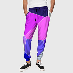 Брюки на резинке мужские Сине-розовый крупные фрагменты, цвет: 3D-принт — фото 2