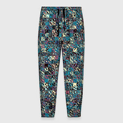 Брюки на резинке мужские Бордово-голубой квадратный паттерн, цвет: 3D-принт