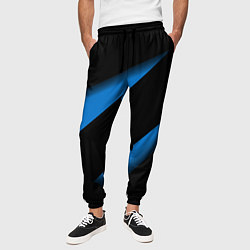 Брюки на резинке мужские Color blue black line, цвет: 3D-принт — фото 2