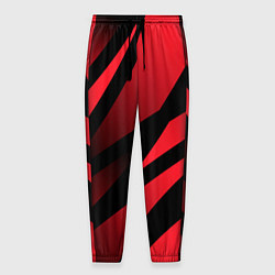 Брюки на резинке мужские Чёрные полосы с красно-розовым, цвет: 3D-принт