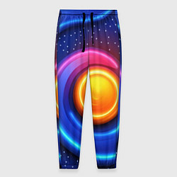 Брюки на резинке мужские Оранжевый круг и голубые линии текстура, цвет: 3D-принт