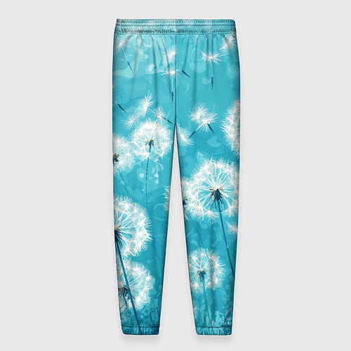 Мужские брюки Белые одуванчики на бирюзовом фоне / 3D-принт – фото 2