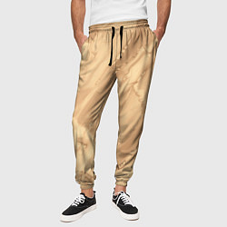 Брюки на резинке мужские Бежевая текстура каменная мрамор, цвет: 3D-принт — фото 2