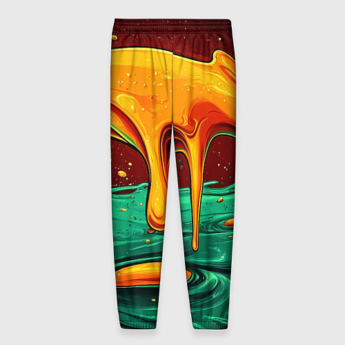 Мужские брюки Оранжевая клякса текстура / 3D-принт – фото 2