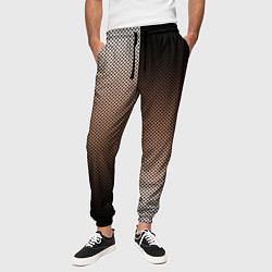 Брюки на резинке мужские Чёрно-коричневый текстурный градиент пополам, цвет: 3D-принт — фото 2