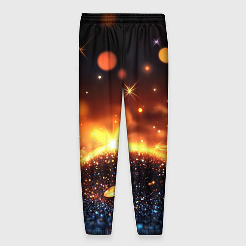 Мужские брюки Оранжевое боке на черном / 3D-принт – фото 2
